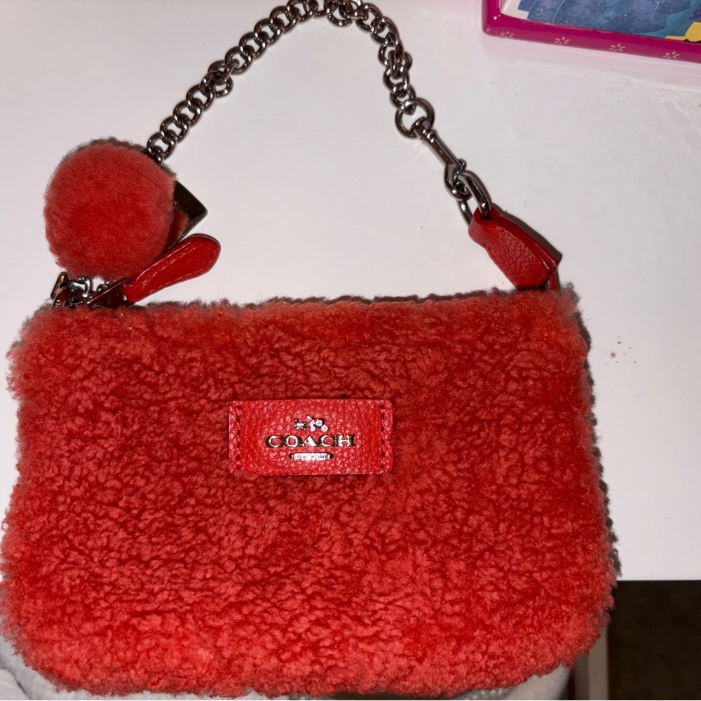 Coach Orange Nolita Mini Shearling Bag